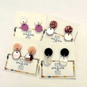 Acrylic double round drop earrings. Fun earrings for day or night.