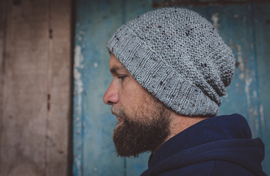Men Speckled Light Grey Wool Knit 