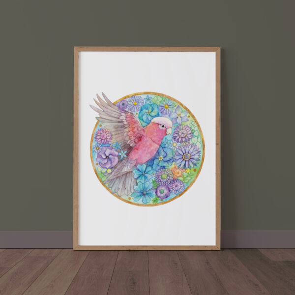 Art print Flying Cockatoo by Watercolour by Cat