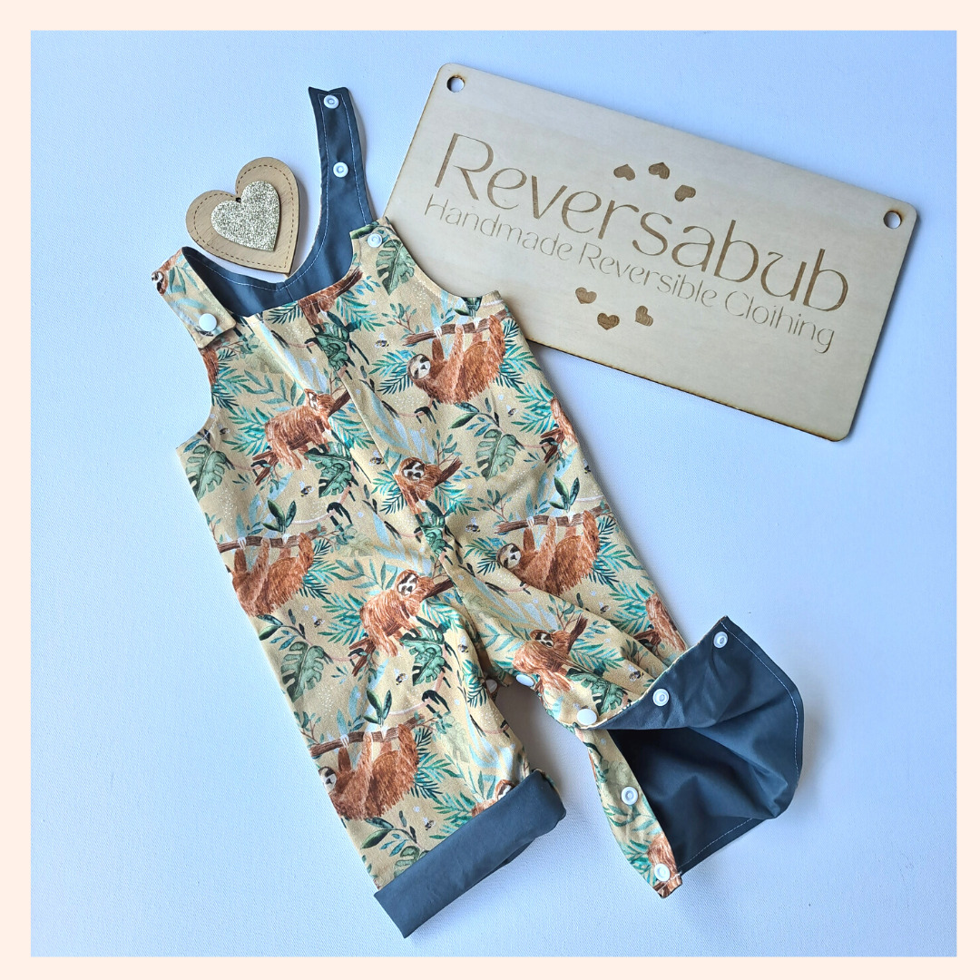 Reversible Overalls Slothing in the trees by Reversabub -Reversabub-265663