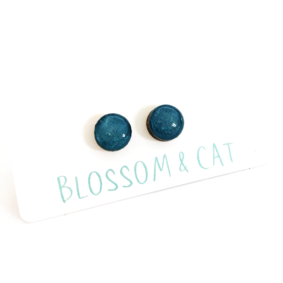 Mini Dot Stud, COBALT, blossom and cat Mini Dot Stud, COBALT, blossom and cat - Image 2