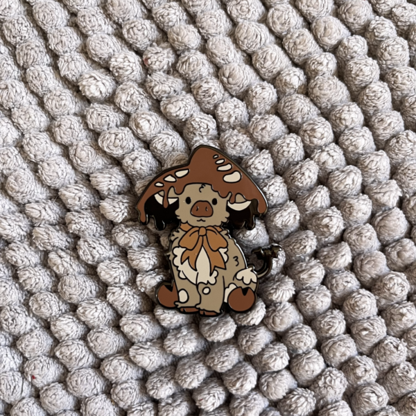 Inky Mushroom Cow Enamel Pin by Chyizedraws