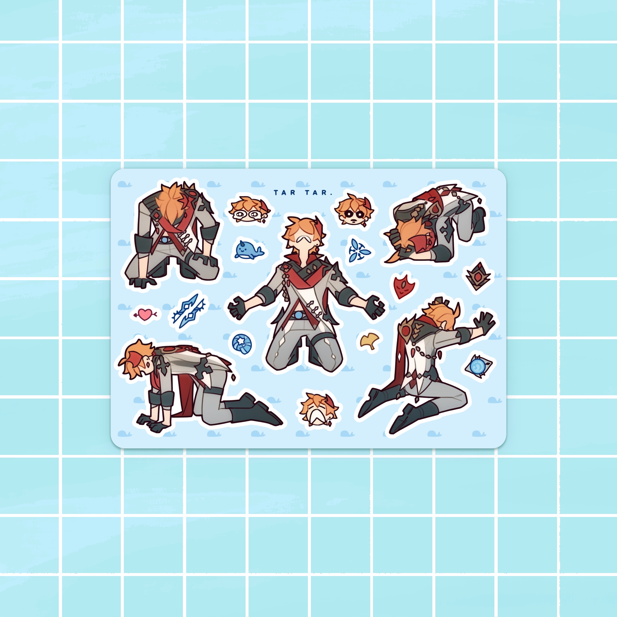 Genshin Impact Childe sticker sheet by KOVMI | in.cube8r