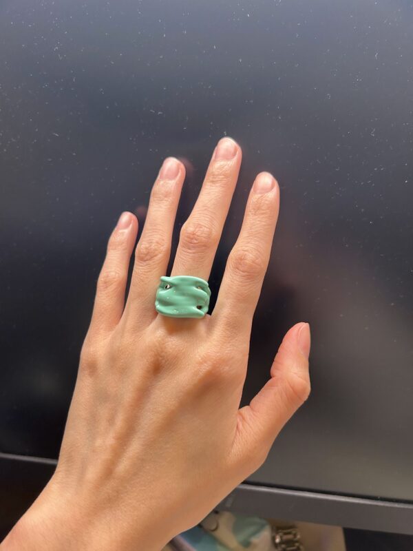 Green Square Shaped Ring - by Sharon L Design Studio