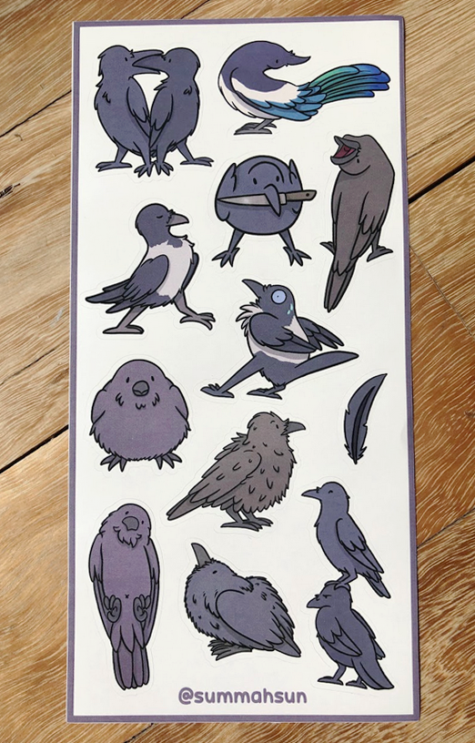 Crow Sticker Sheet - By SummahSun Crow Sticker Sheet - By SummahSun