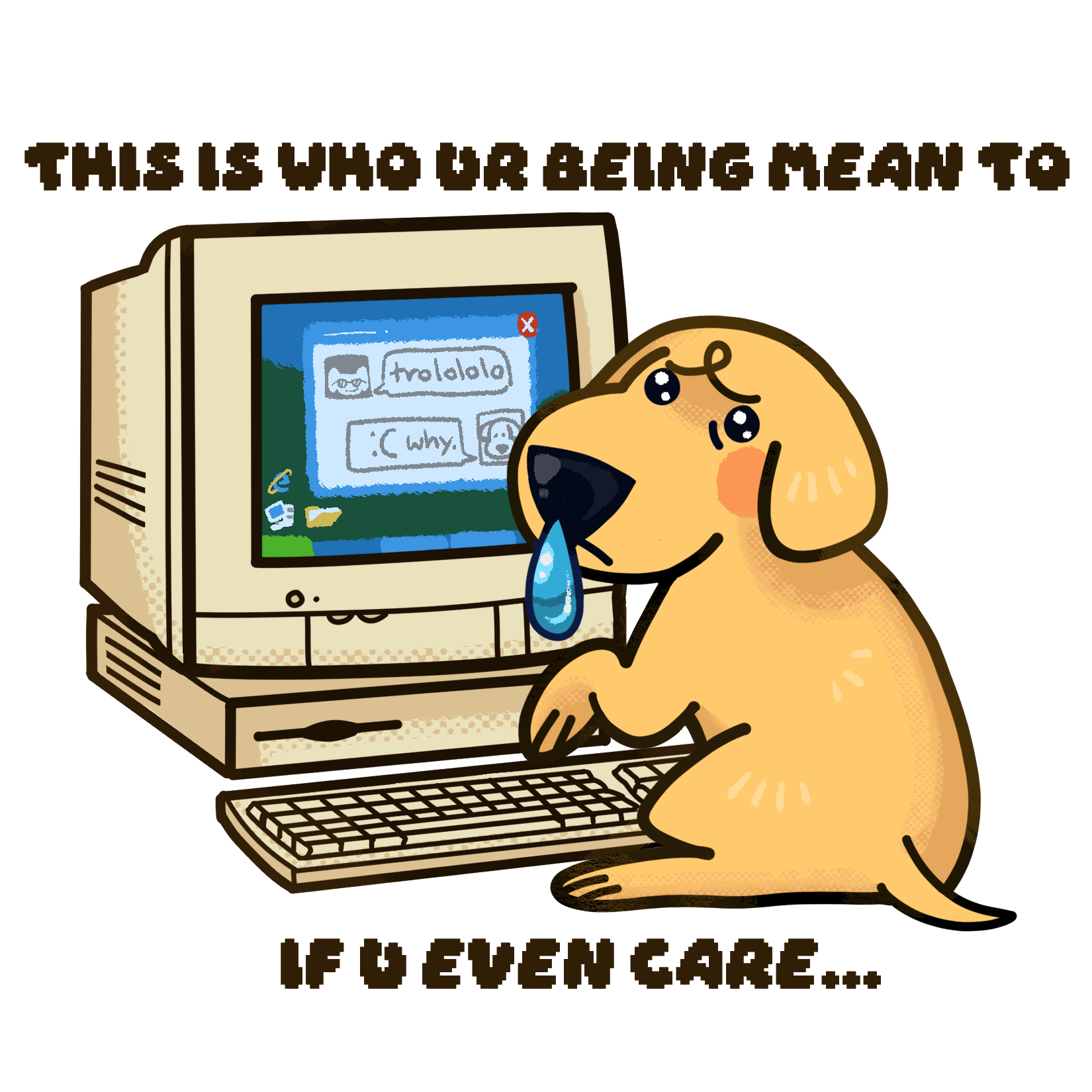 Computer Dog Sticker Computer Friends (Dog) Vinyl Sticker by beeflover1 - in.cube8r