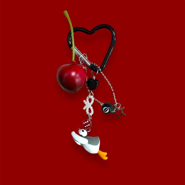 Pingu cherry keychain by pinkduck handmade
