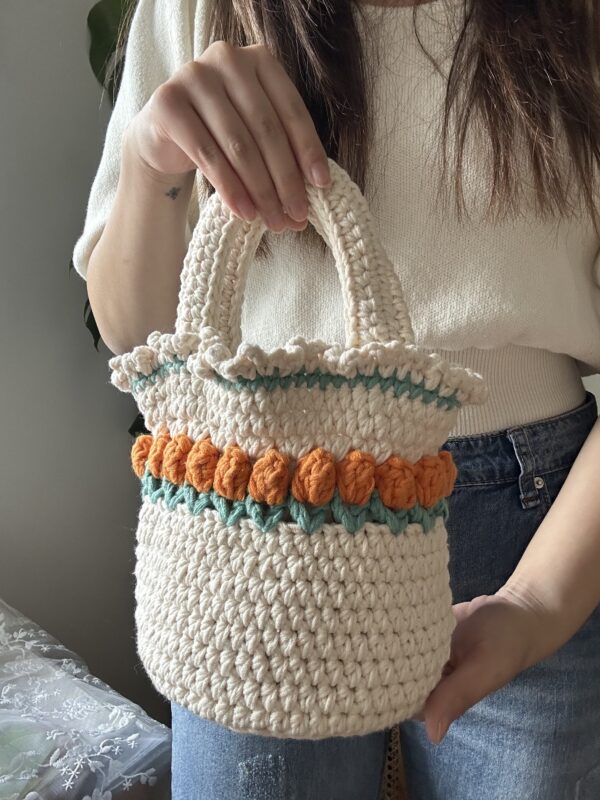 Crochet Tulip Handbag - cream By Loveliness Studio CC