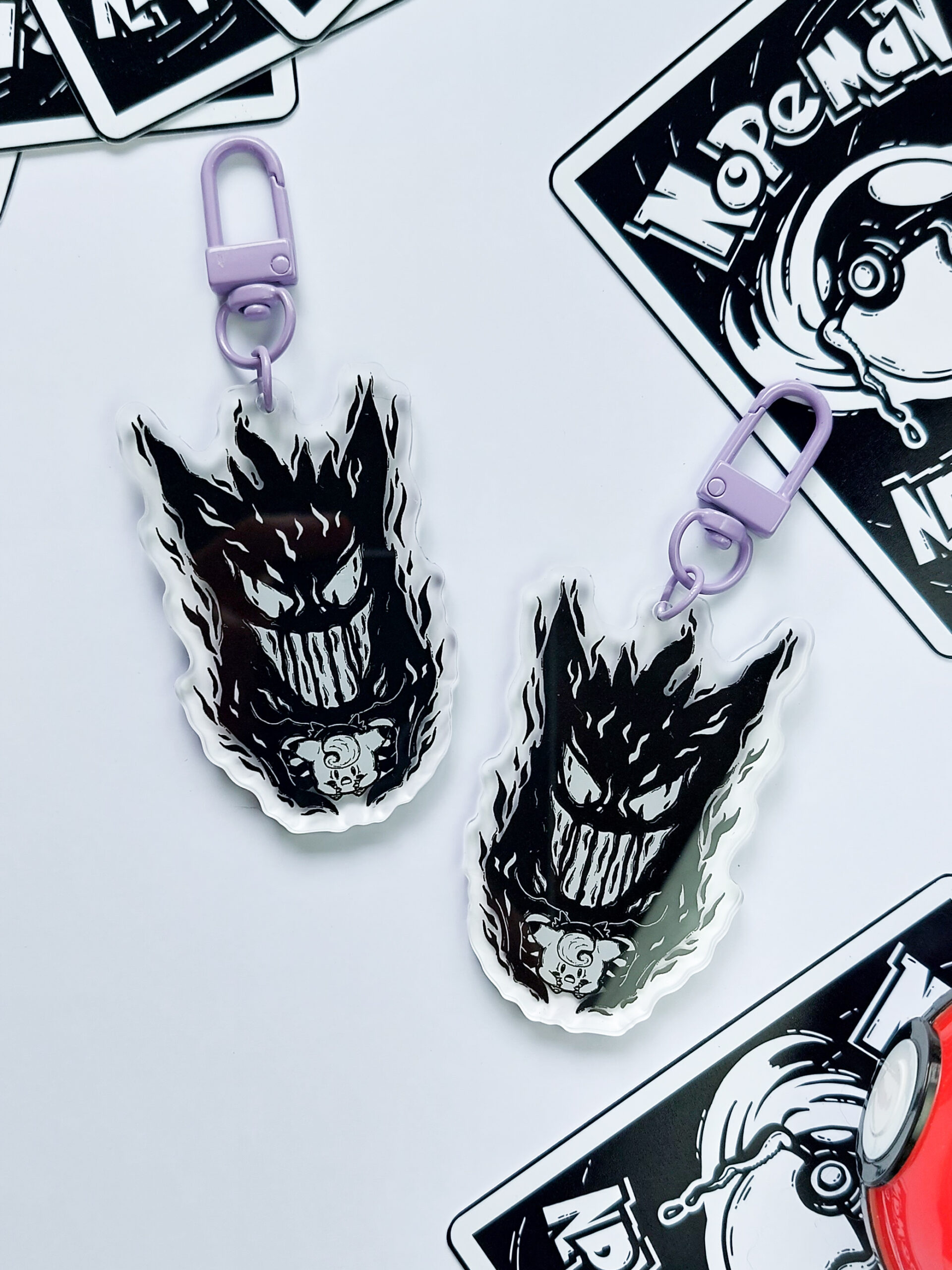 Gengar and Clefairy Acrylic Charm Pokemon Keychain by MechanicalPen Gengar and Clefairy Acrylic Charm Pokemon Keychain by MechanicalPen