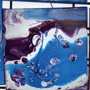 Colourful waves in the shades of Blue, purple and white 20x20cm