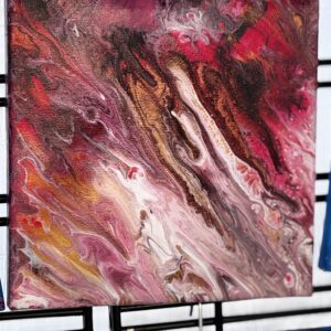 Colourful waves in the shades of Black, red, gold and white 20x20cm