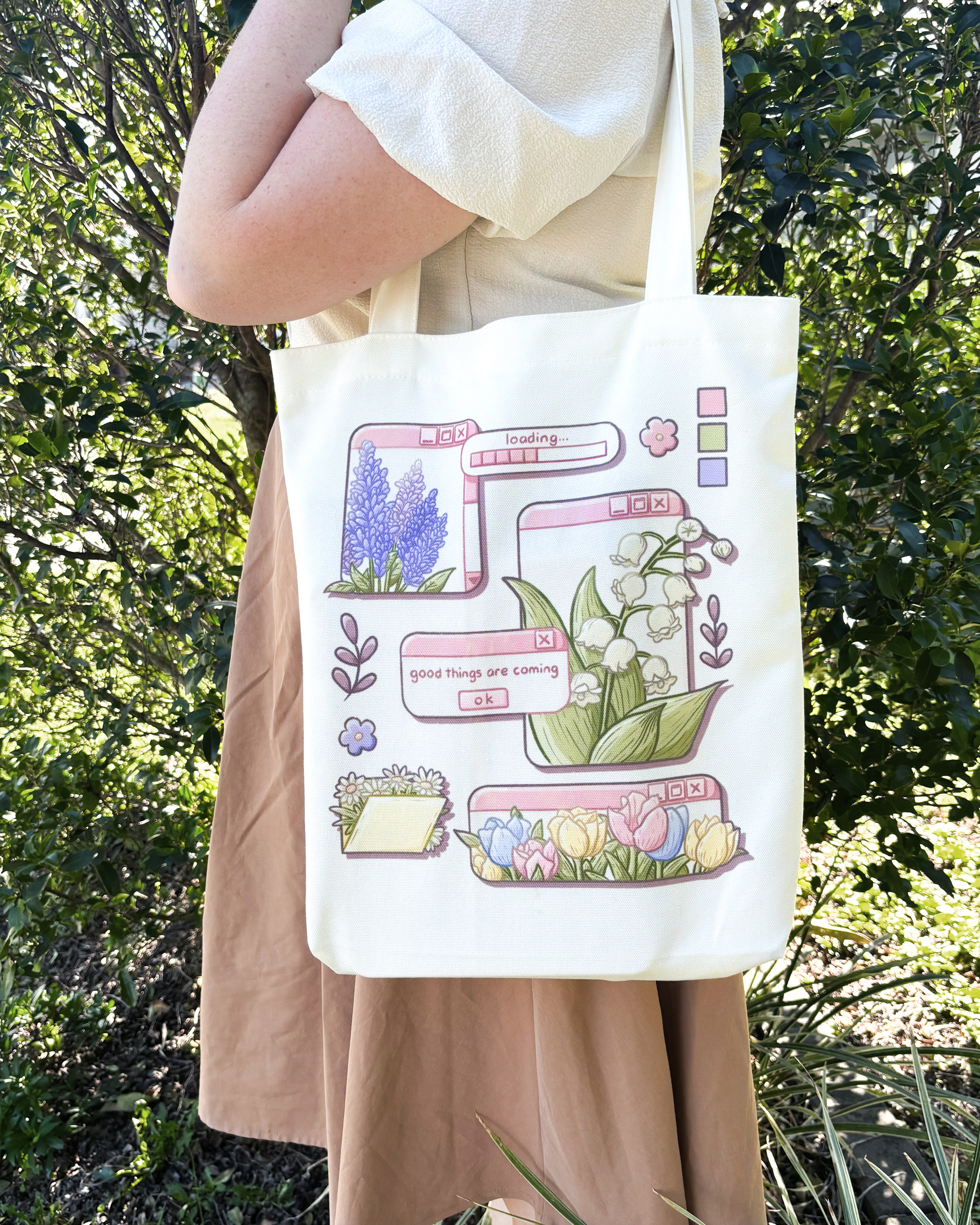 Floral Desktop Tote Bag by Sarah May Arts Floral Desktop Tote Bag by Sarah May Arts