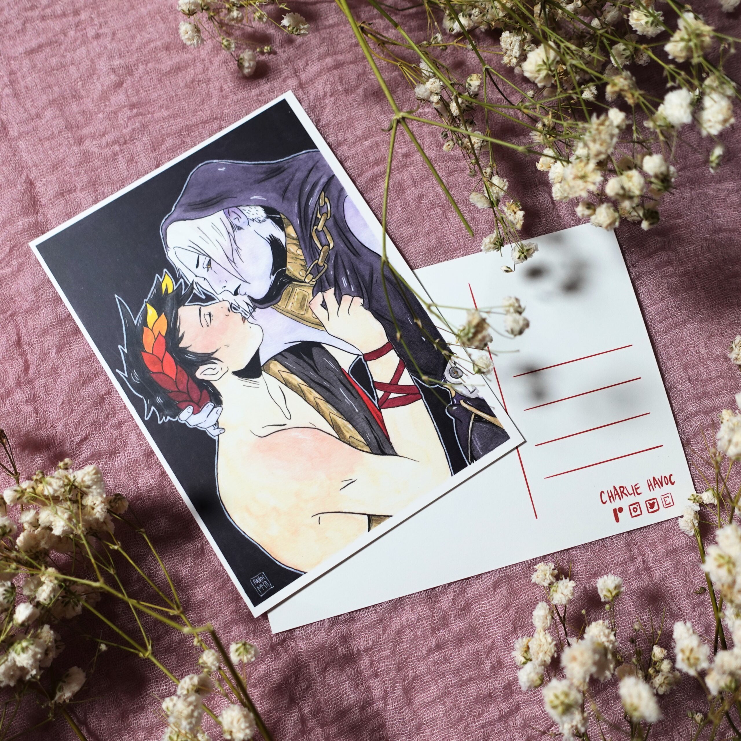 Thanatos and Zagreus postcard print by Charlie Havoc Thanatos and Zagreus postcard print by Charlie Havoc