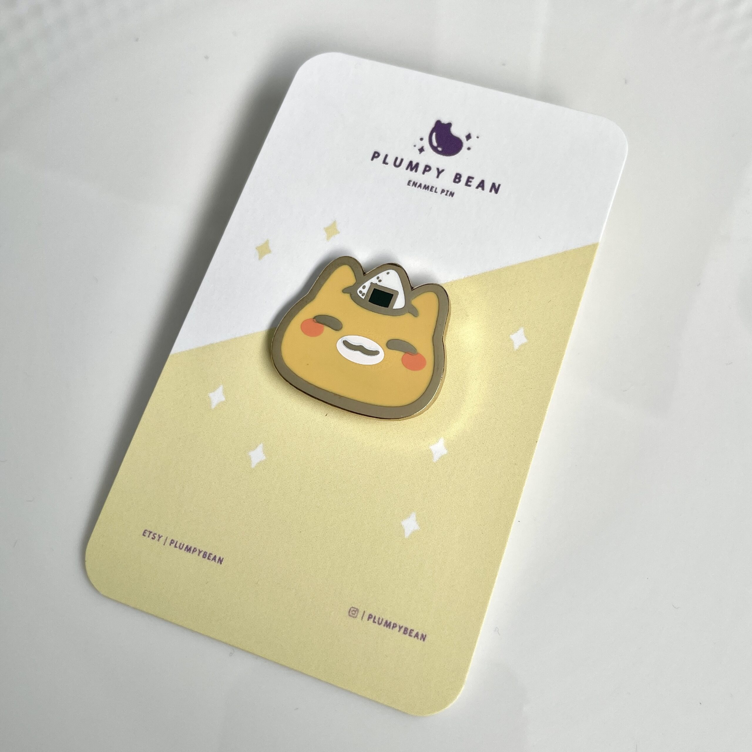 Onigiri Cat Hat Enamel Pin by Plumpy Bean Onigiri Cat Hat Enamel Pin by Plumpy Bean