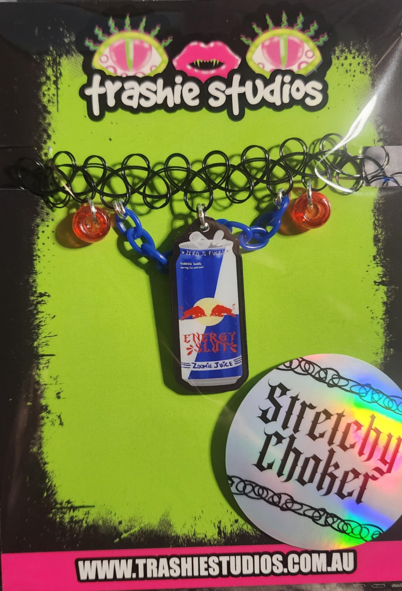 Stretchy Choker - Energy Sl#t CAN by Trashie Studios Stretchy Choker - Energy Sl#t CAN by Trashie Studios