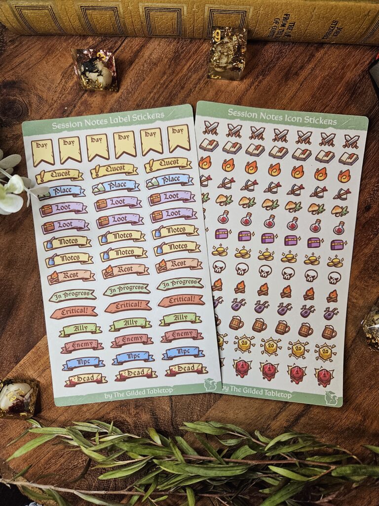 Journaler's Session Notes Sticker Sheet Pack by The Gilded Tabletop ...