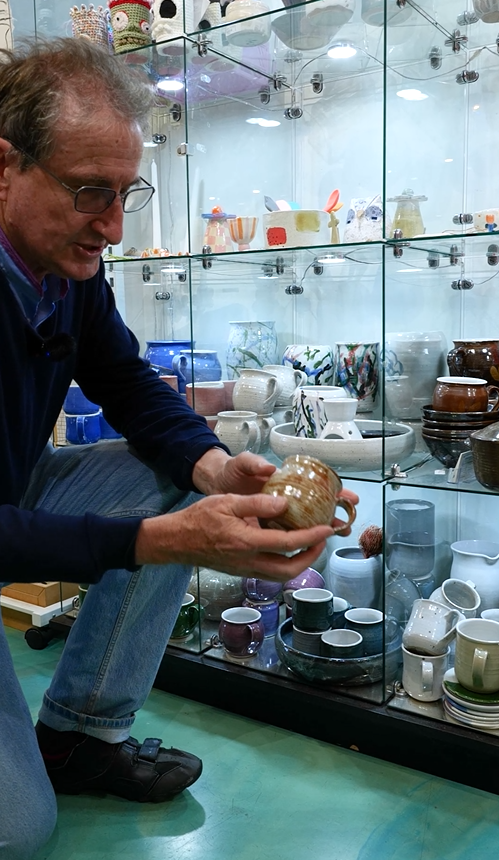 Gordon Waklin-King - Clifton Hill Pottery showing one of his handmade ceramic pieces