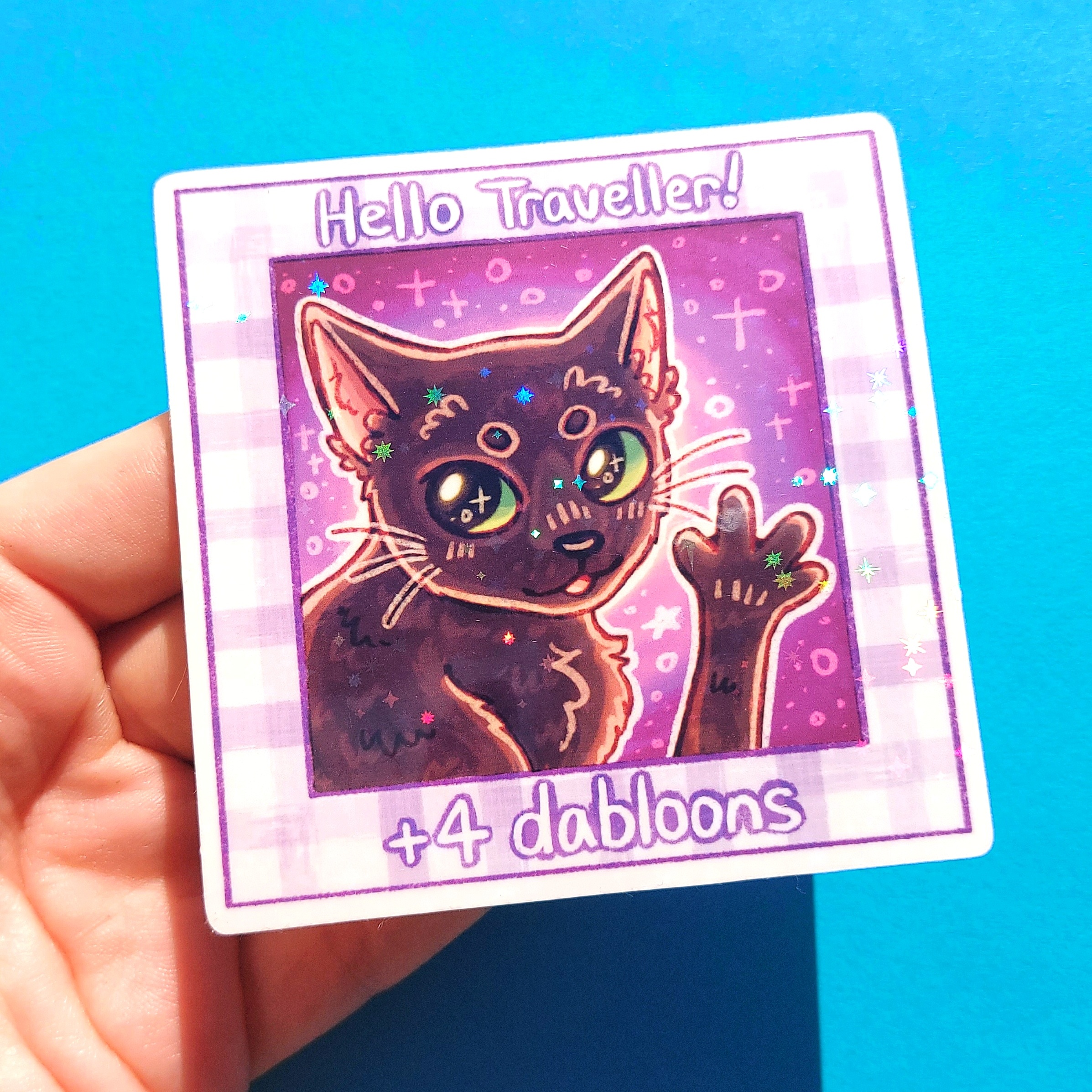 Three Dabloons Cat Dabloon Cat Sparkly Vinyl Sticker - By Cavehoney | in.cube8r