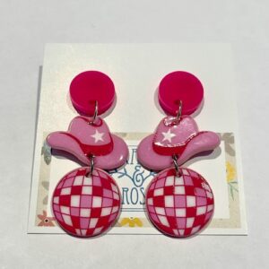 Hot Pink Cow Girl / Disco earrings