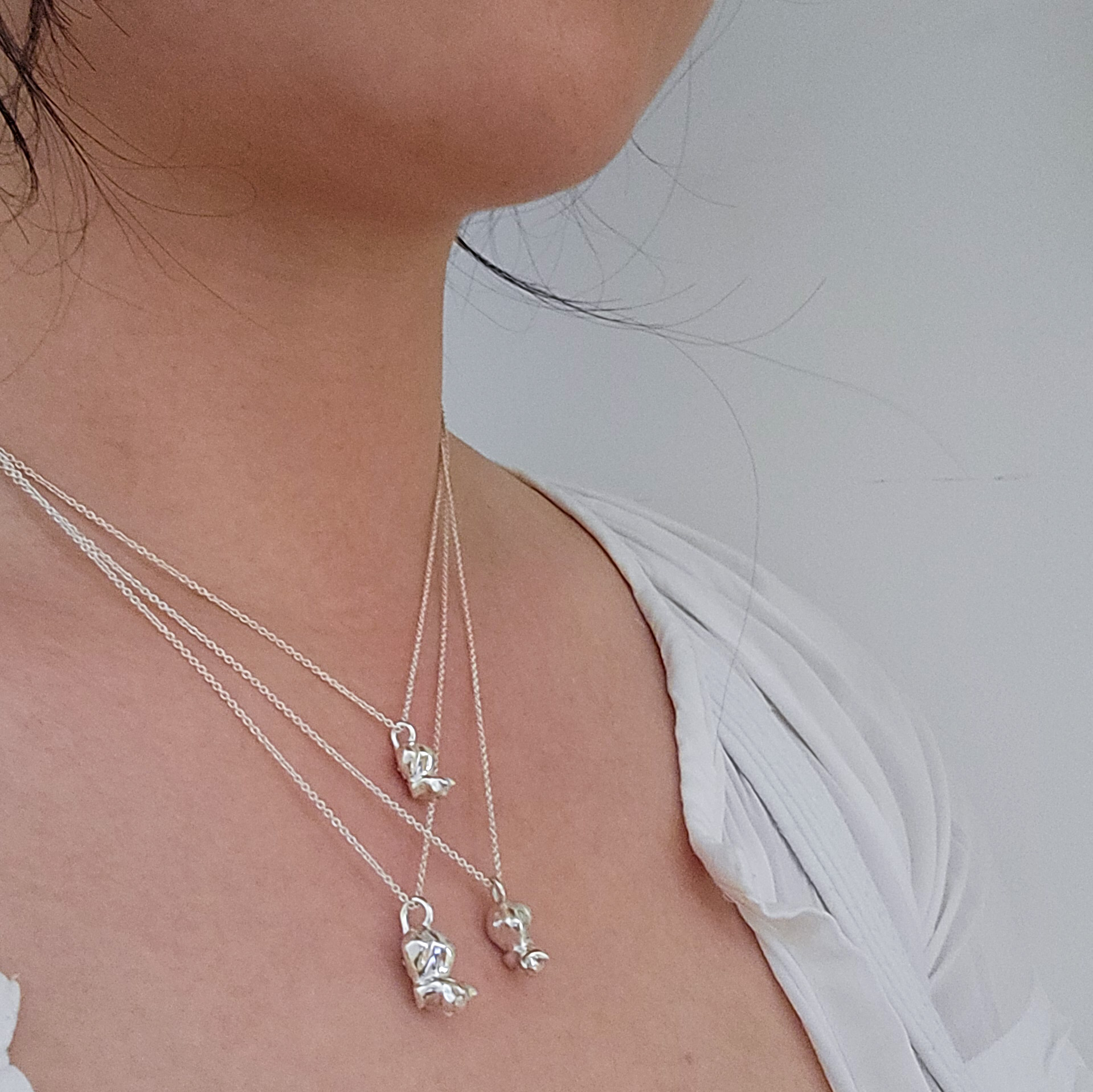 CAT LOAF STERLING SILVER PENDANT by LarNau Treasures Cat pendants on with 3 different sizes