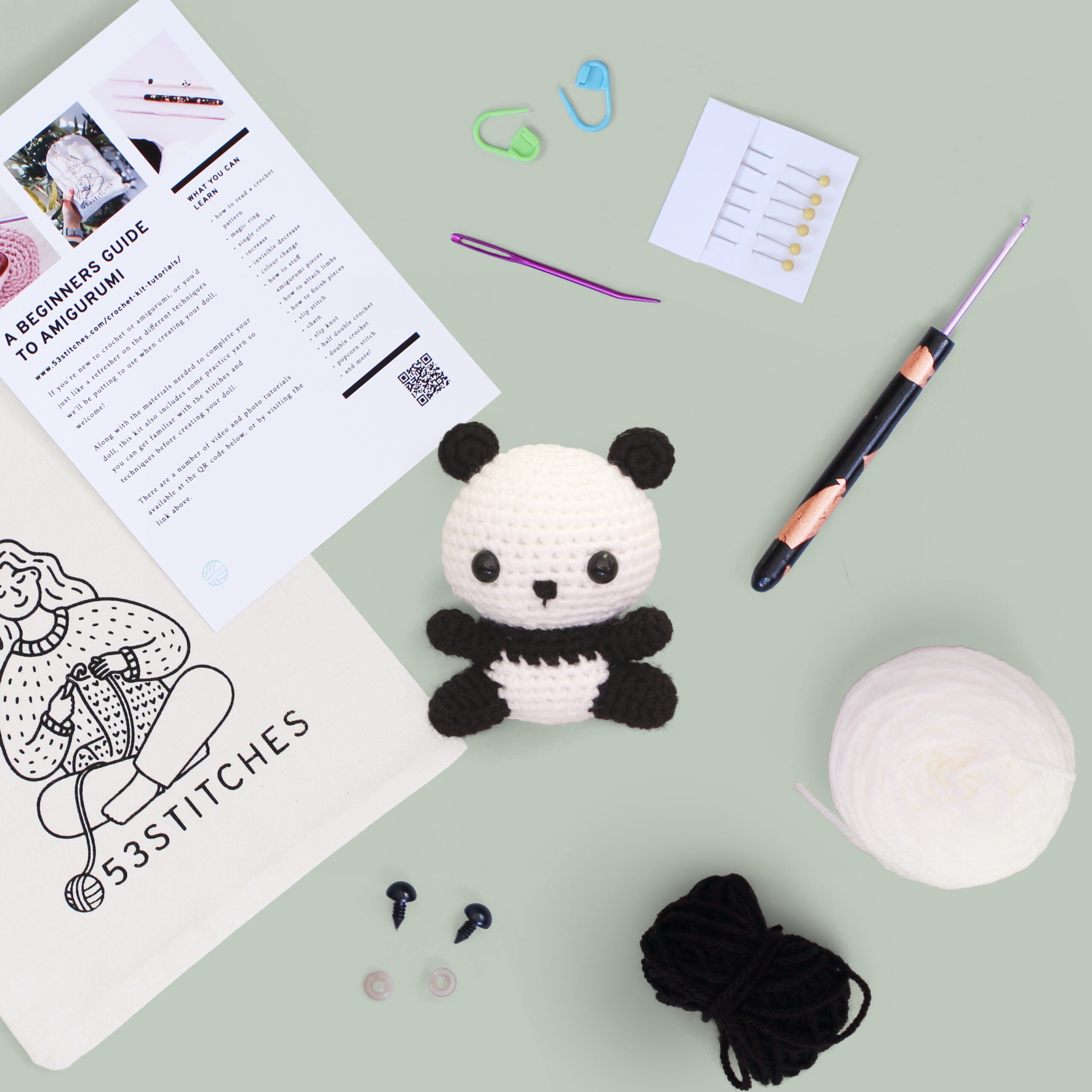 Learn to Crochet Panda Plushie Kit by 53stitches Learn to Crochet Panda Plushie Kit by 53stitches - Image 4