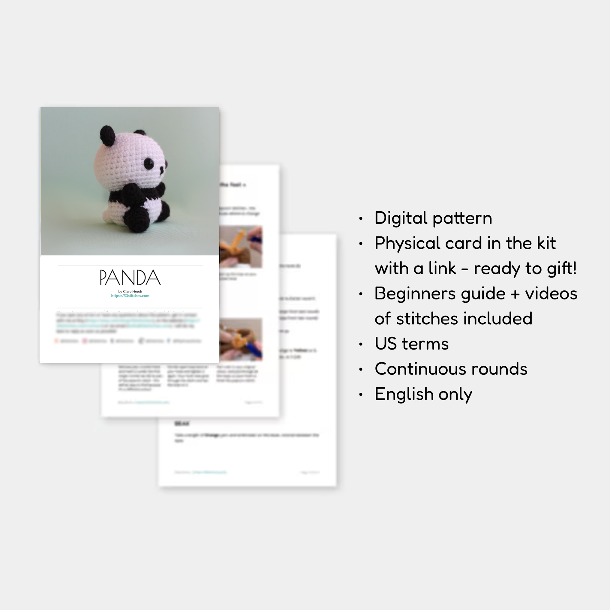 Learn to Crochet Panda Plushie Kit by 53stitches Learn to Crochet Panda Plushie Kit by 53stitches - Image 5