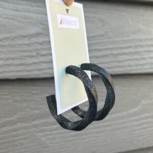 Black Glitter Midsize Twisted Hoop earrings by alittlecoy