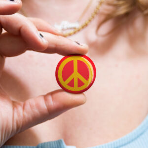 Australian badge showing the Peace sign by Bordermind Baby – 32mm pin badge handmade in Melbourne