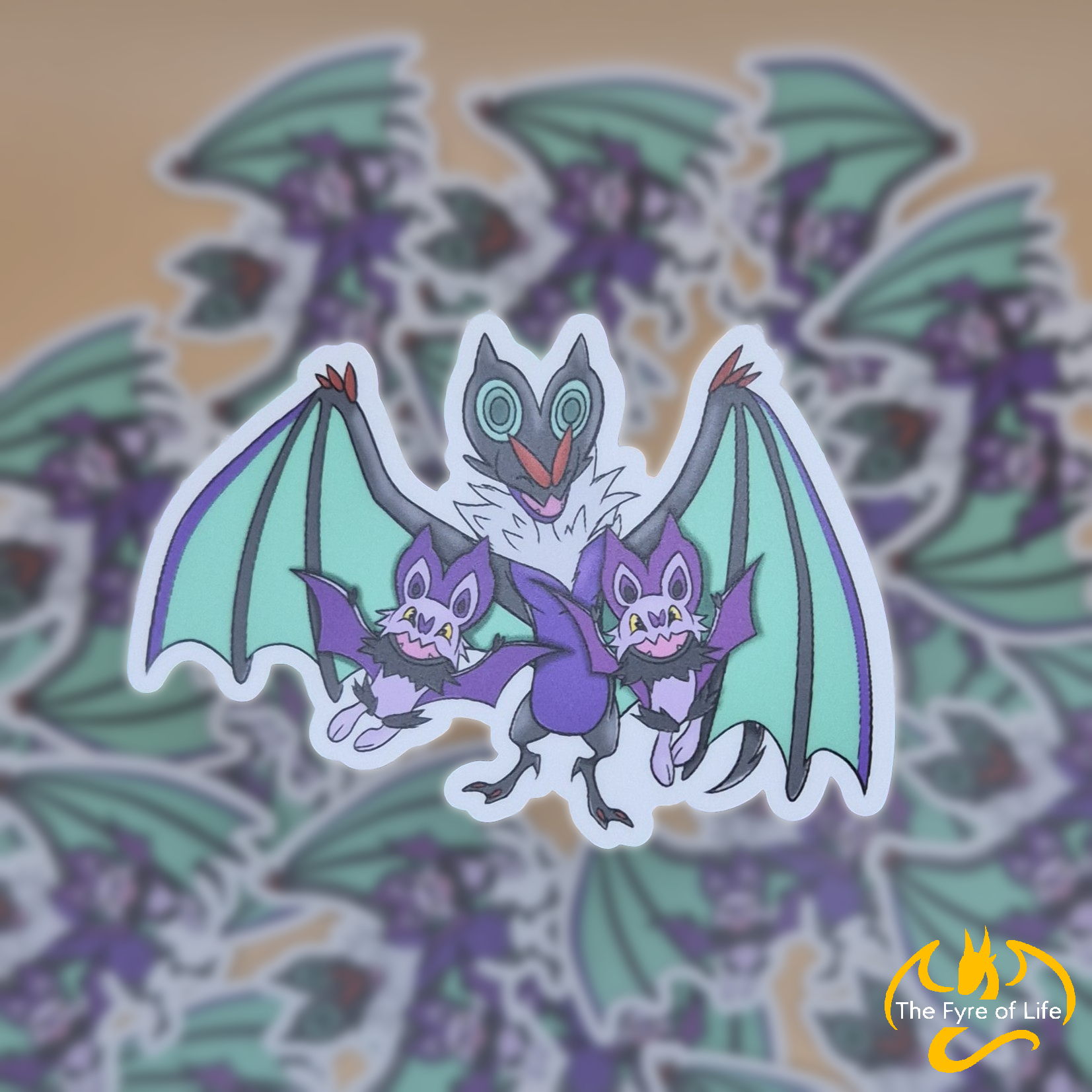 Noivern and the Noibats 3" Vinyl Sticker by The Fyre of Life Noivern and the Noibats 3" Vinyl Sticker by The Fyre of Life