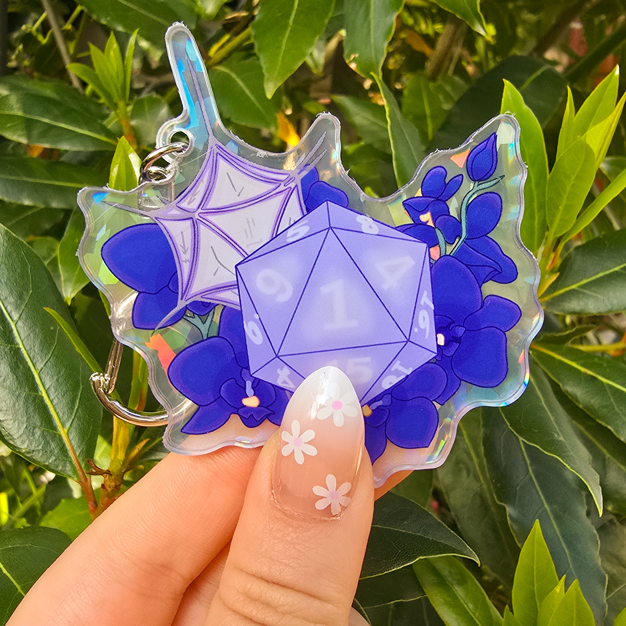 Baldur's Gate 3 Holo Shadowheart DND Die Inspired Keyring by PeachTeaStickers Baldur's Gate 3 Holo Shadowheart DND Die Inspired Keyring by PeachTeaStickers - Image 2