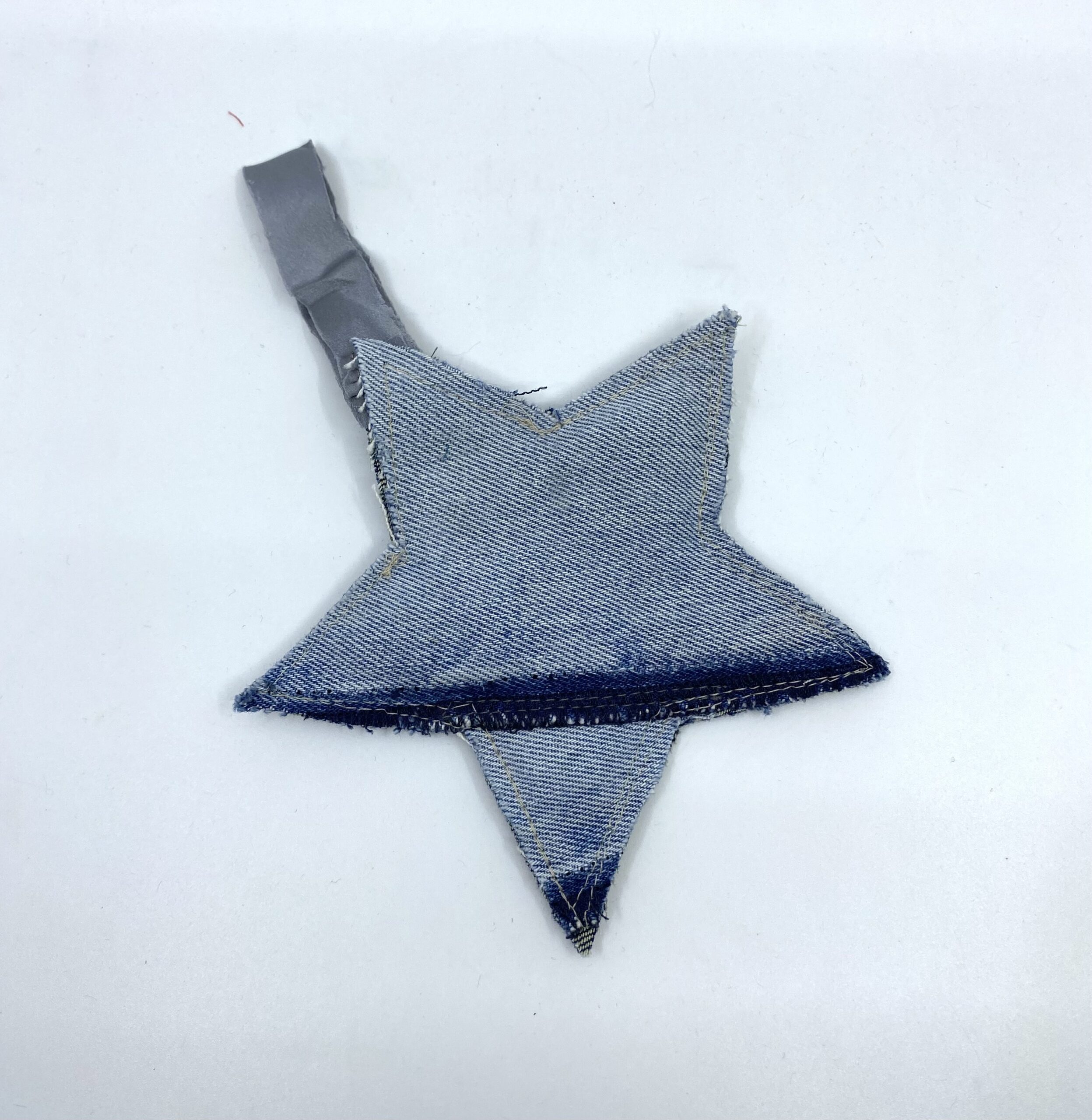 Blue silk and denim Christmas star by Judith Scott Upcycling Blue silk and denim Christmas star by Judith Scott Upcycling - Image 2