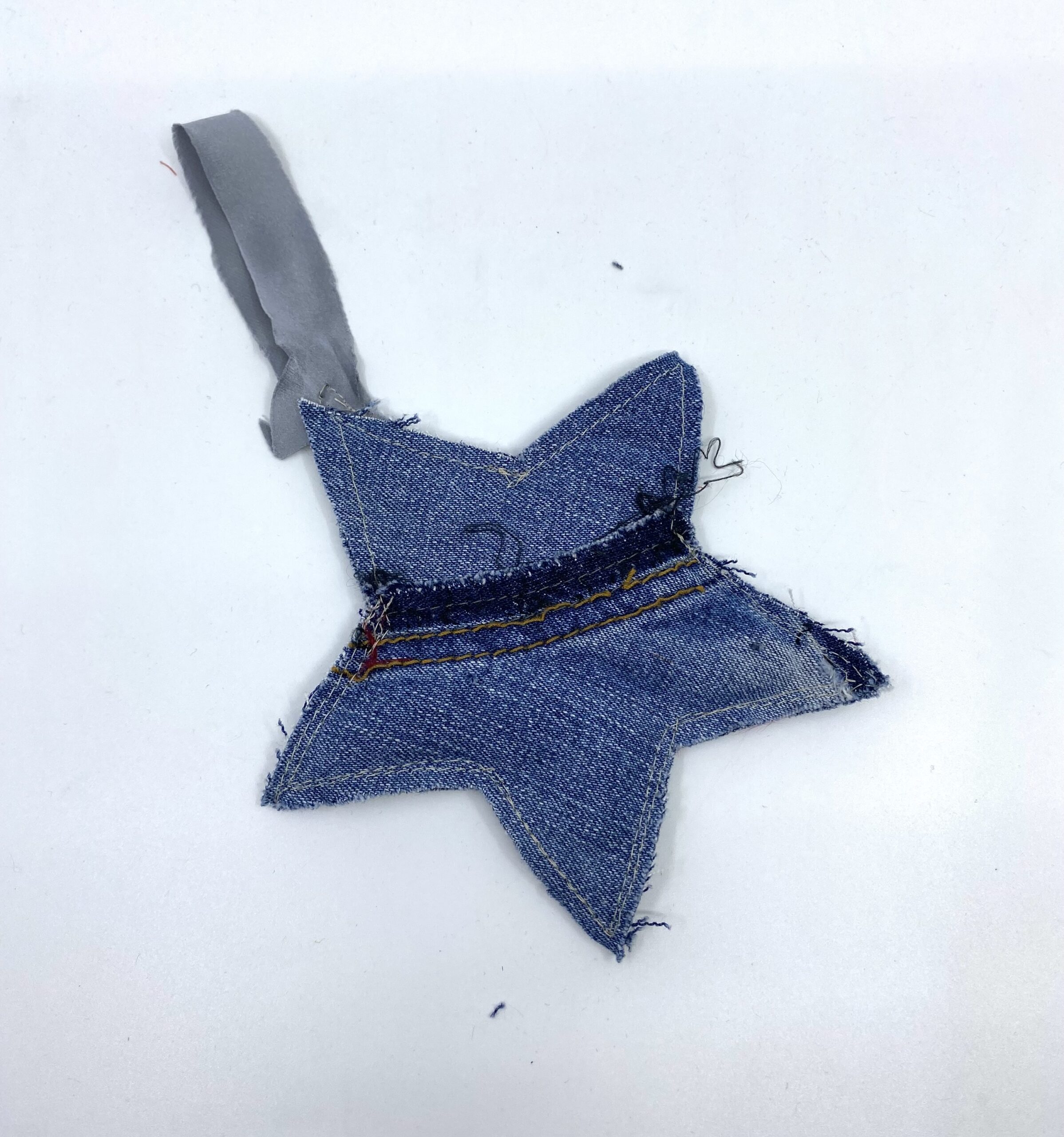 Green silk and denim Christmas star by Judith Scott Upcycling Green silk and denim Christmas star by Judith Scott Upcycling - Image 2