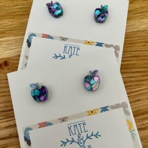 Acrylic apple studs by Kate & Rose