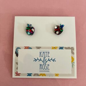 Rainbow glitter apple studs by Kate & Rose