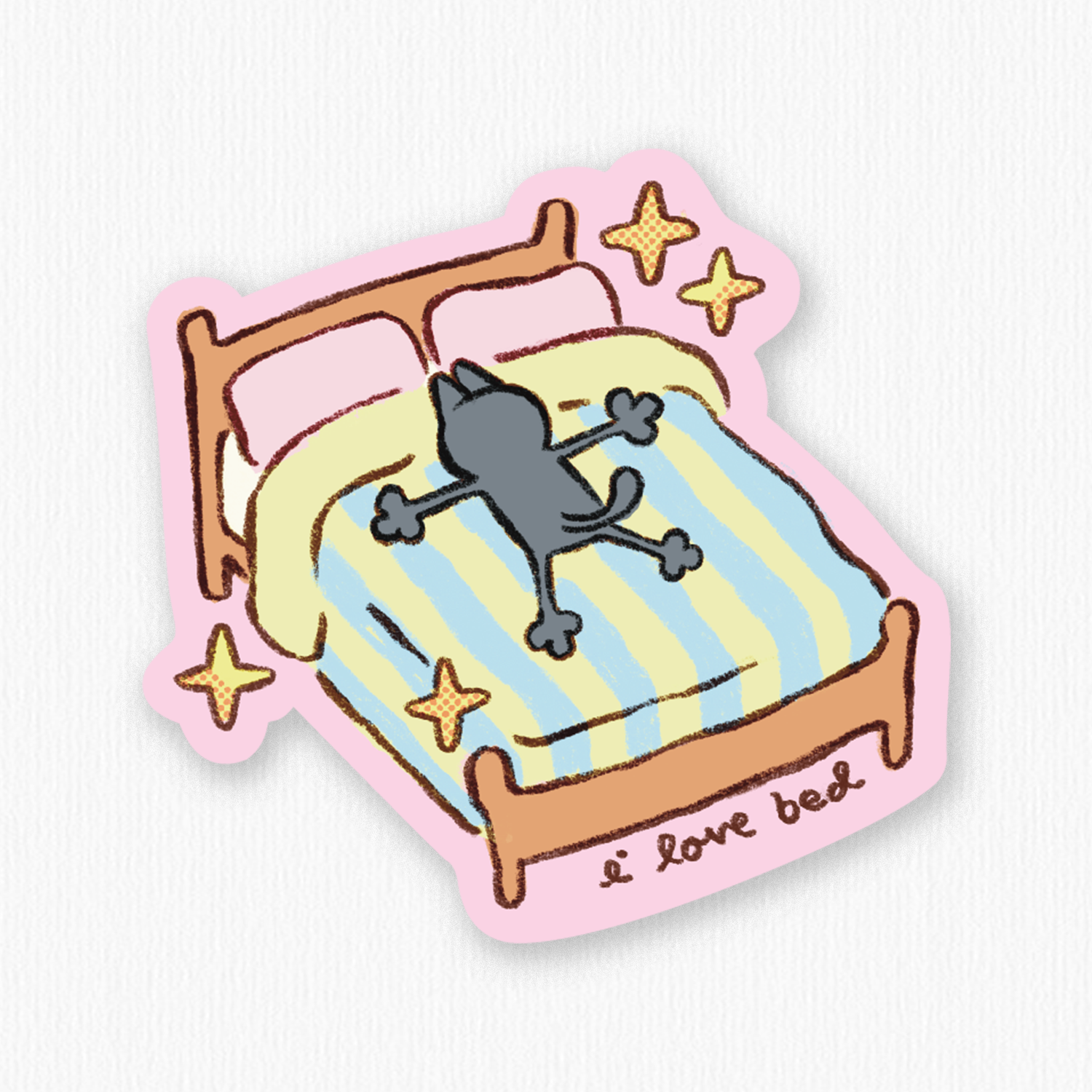 'I Love Bed' Vinyl Sticker by RIO | in.cube8r