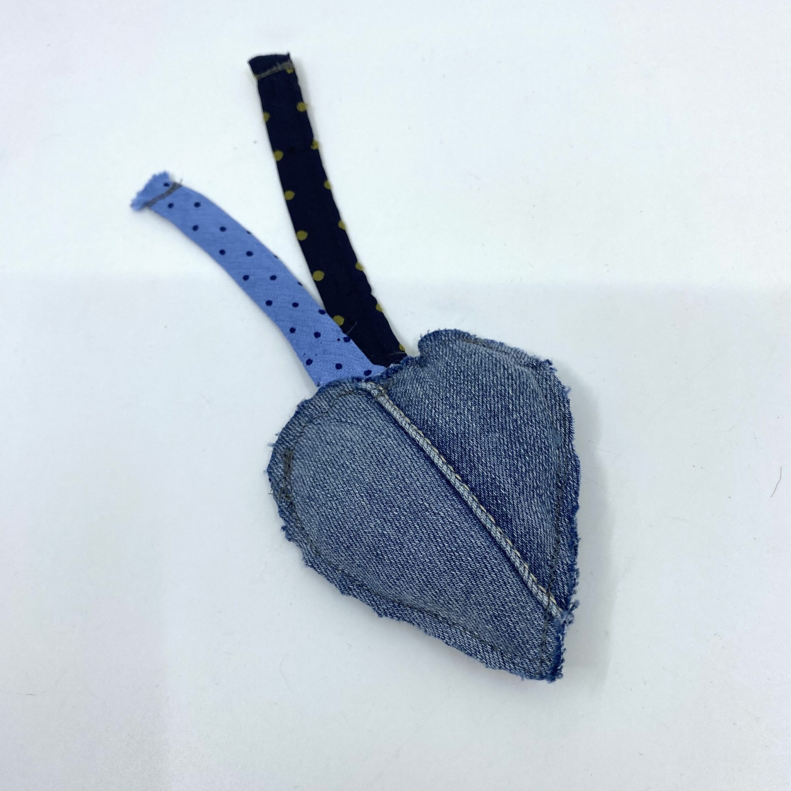 Denim and spotted silk charm by Judith Scott Upcycling Denim and spotted silk charm by Judith Scott Upcycling - Image 2