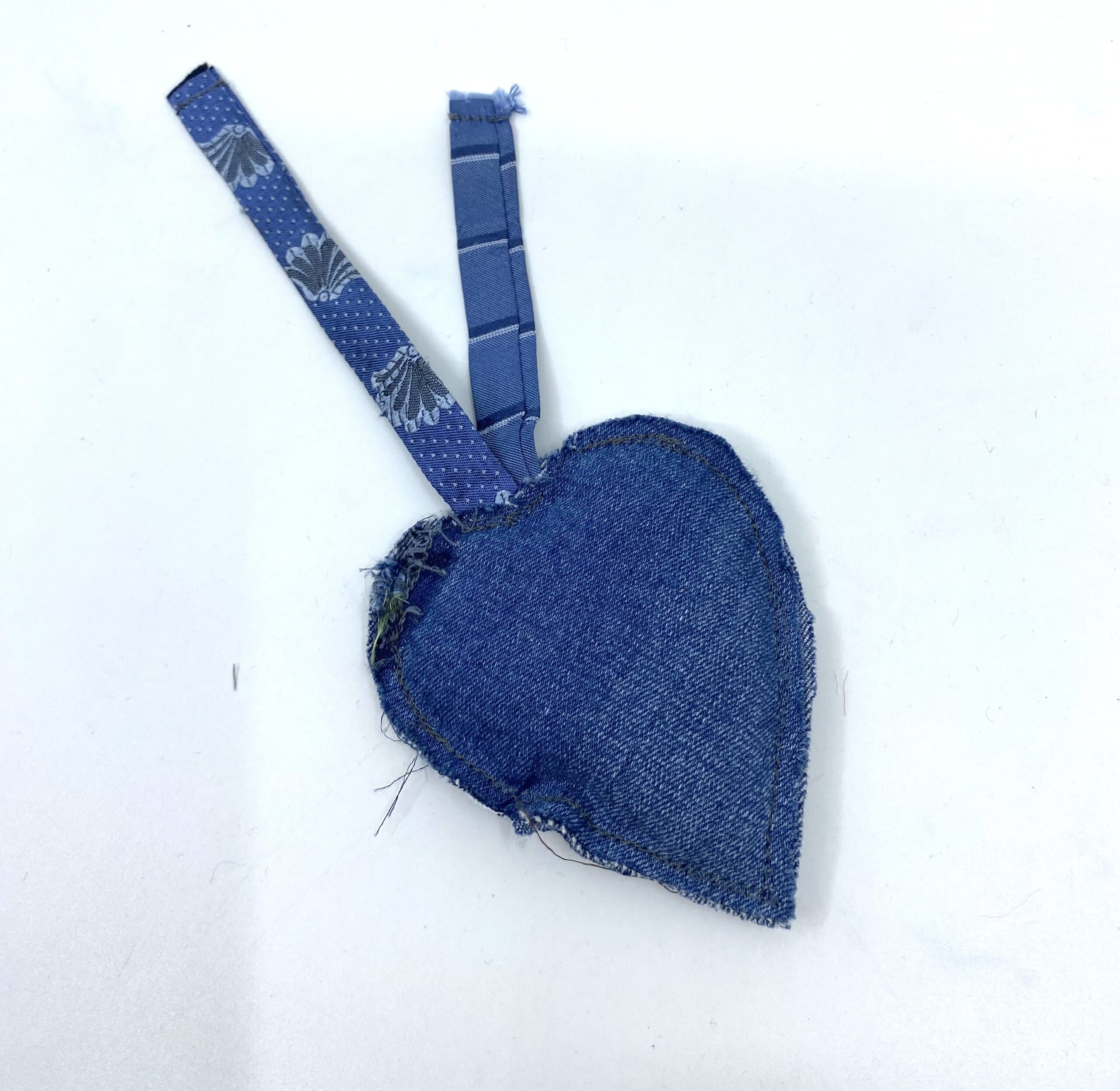 Denim and blue silk charm by Judith Scott Upcycling Denim and blue silk charm by Judith Scott Upcycling - Image 2