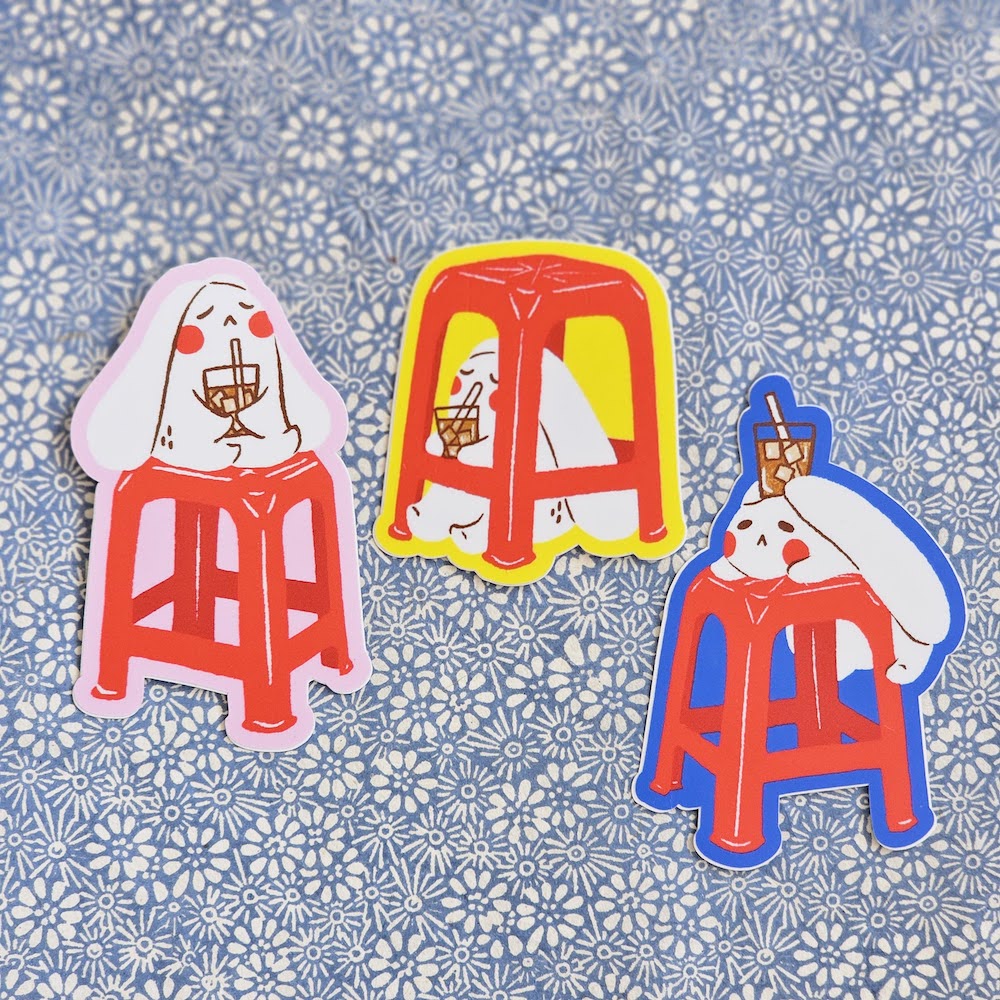 Red Chair Bunny (2) Vinyl Sticker by Misu Juju Red Chair Bunny (2) Vinyl Sticker by Misu Juju - Image 3