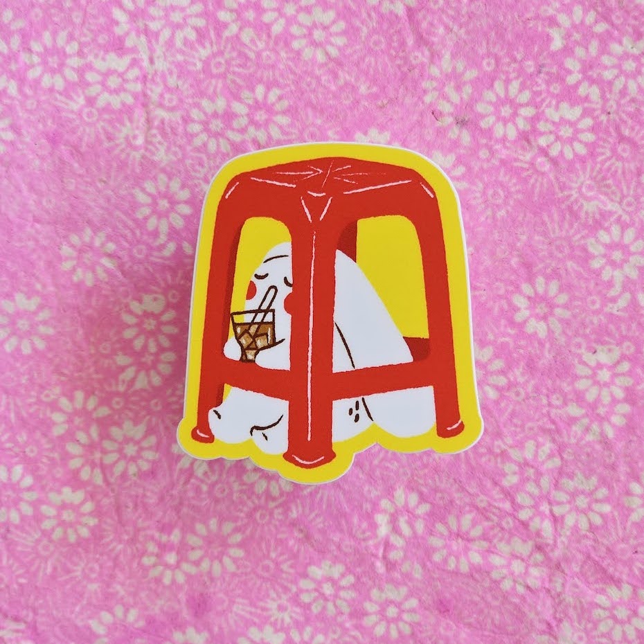 Red Chair Bunny (2) Vinyl Sticker by Misu Juju Red Chair Bunny (2) Vinyl Sticker by Misu Juju