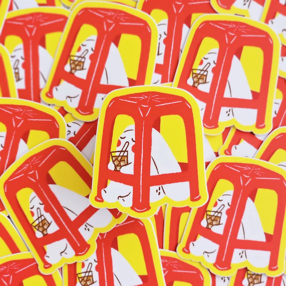 Red Chair Bunny (2) Vinyl Sticker by Misu Juju Red Chair Bunny (2) Vinyl Sticker by Misu Juju - Image 2