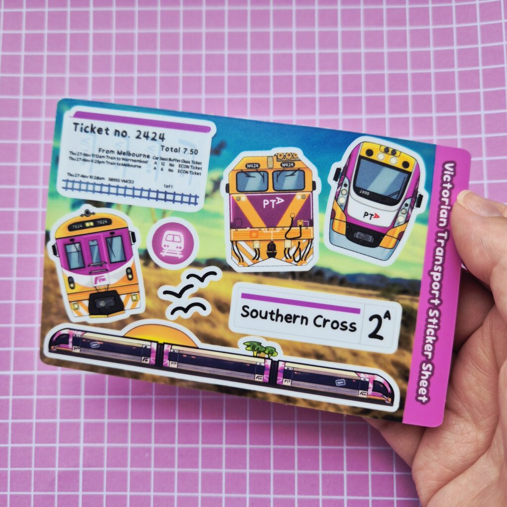 Victorian Trains Sticker Sheet by Alien Lika | in.cube8r