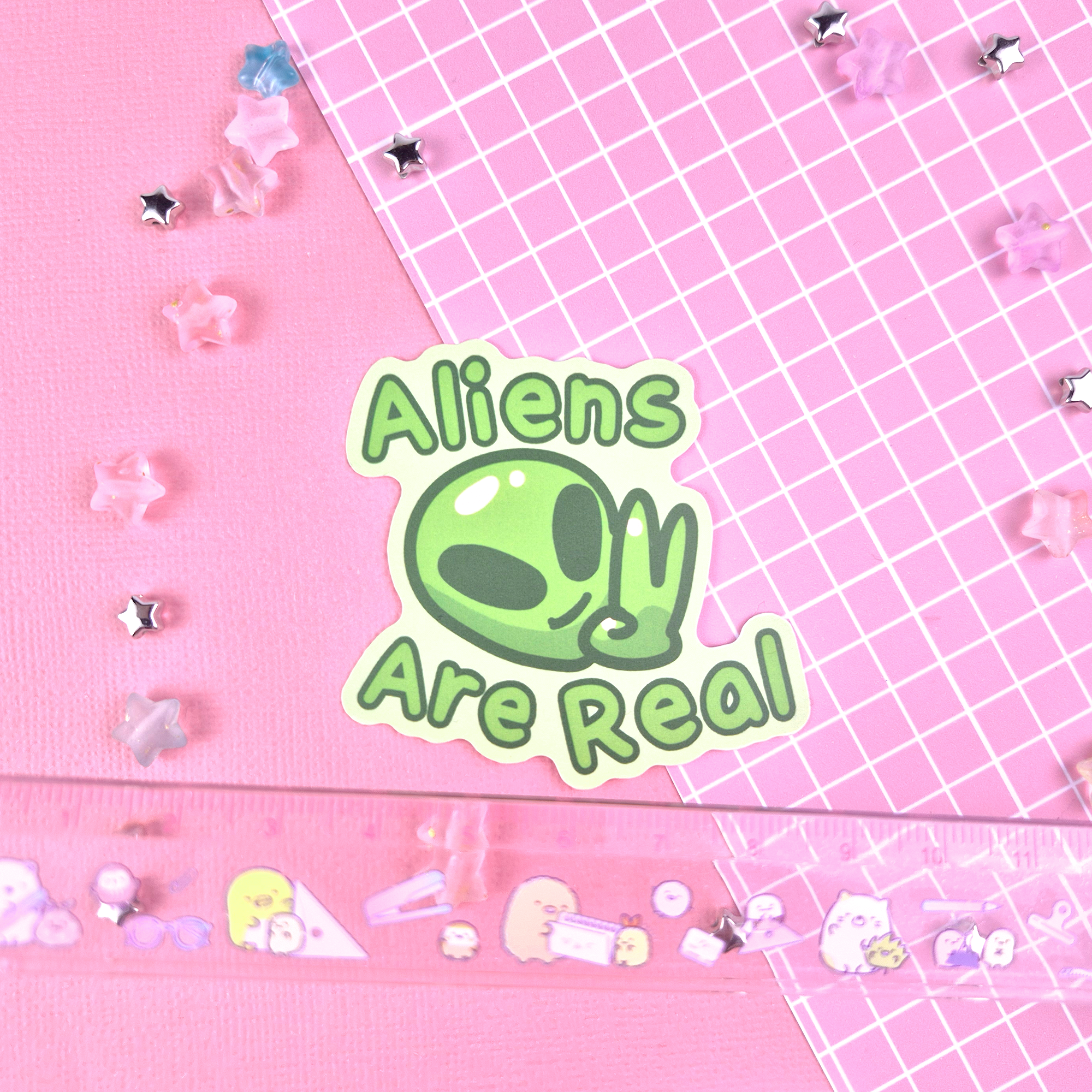 Aliens are Real Sticker by Alien Lika | in.cube8r