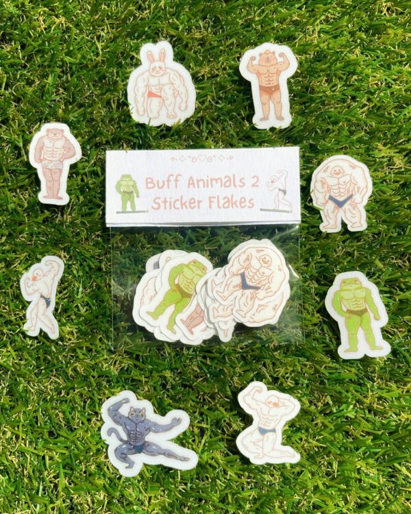 Buff animals 2 sticker flakes by Skyrosarts - in.cube8r