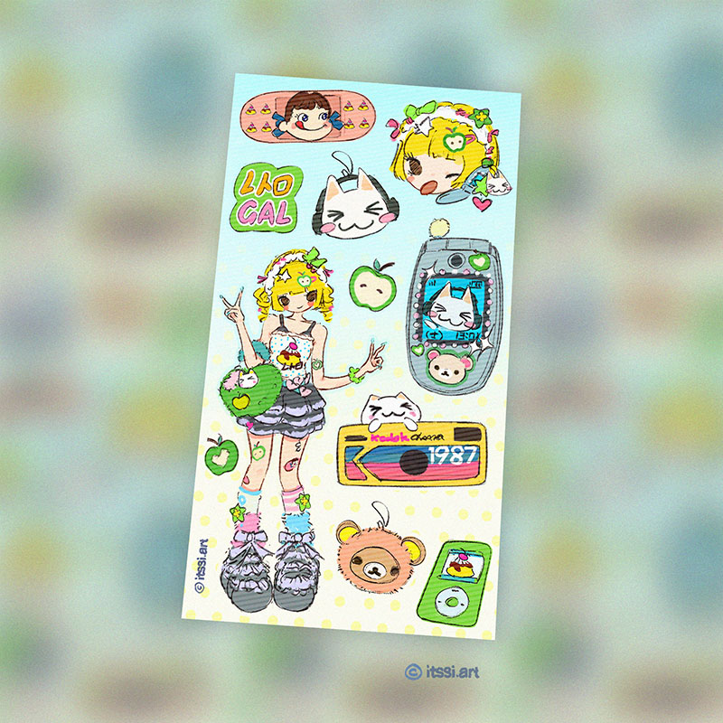 Retro Gal Sticker Sheet by itssi.art | in.cube8r